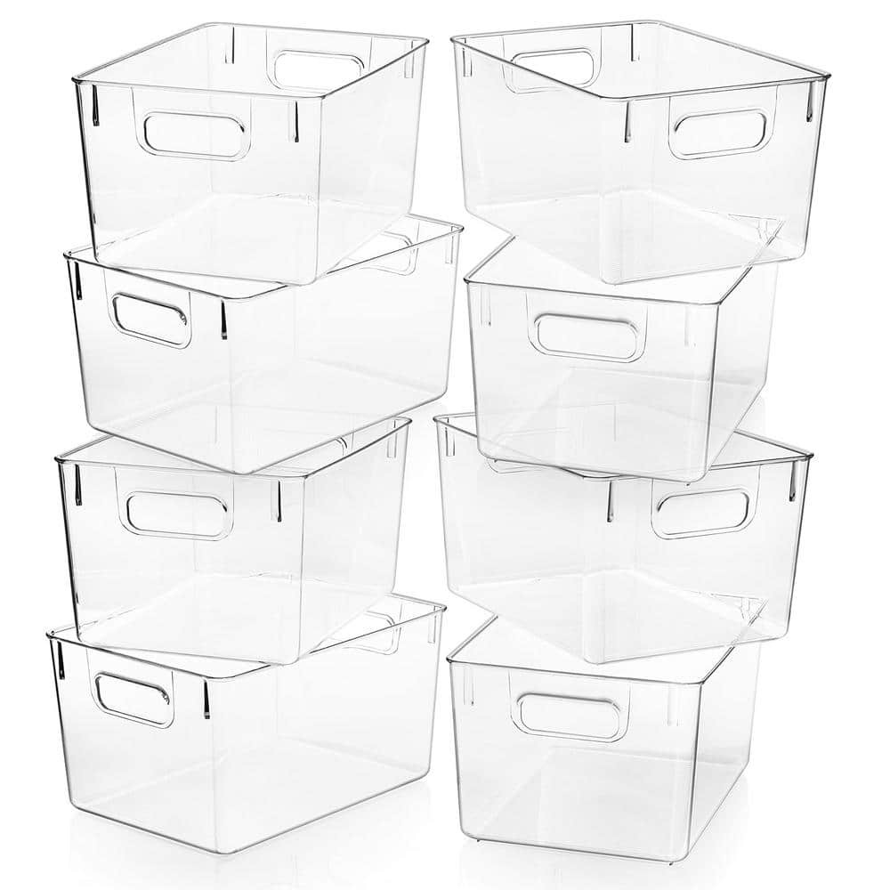 9 qt. Plastic Storage Bin Kitchen Organization in Clear(8-Pack)