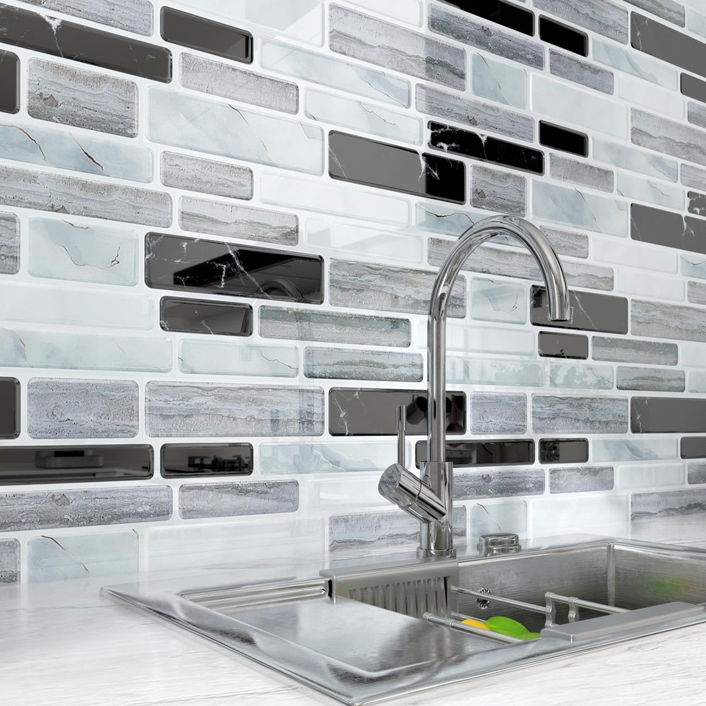 12x12 Peel and Stick Marble Backsplash Tile 18 Sheet Kitchen Removable Sticker