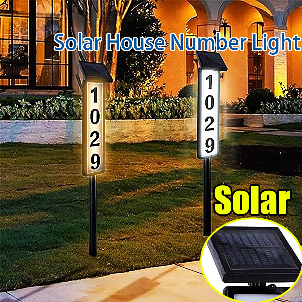 Solar House Number Plaque Light Street Modern Personalized Address Signs Lamp