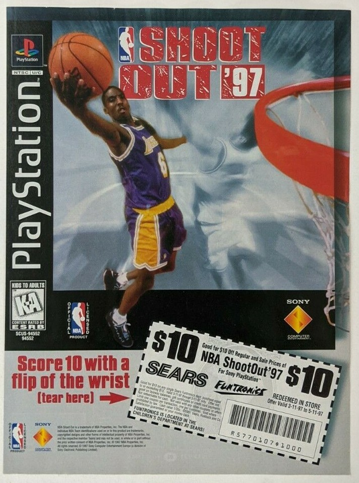 NBA Shoot Out 97 Print Ad Game Poster Art PROMO Original PlayStation Eddie Jones