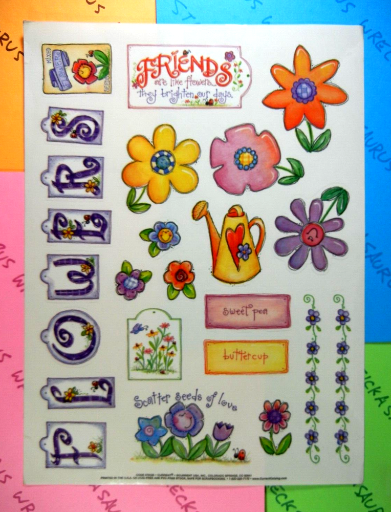 Garden Flower Friends Sticker Sheet Vintage Current