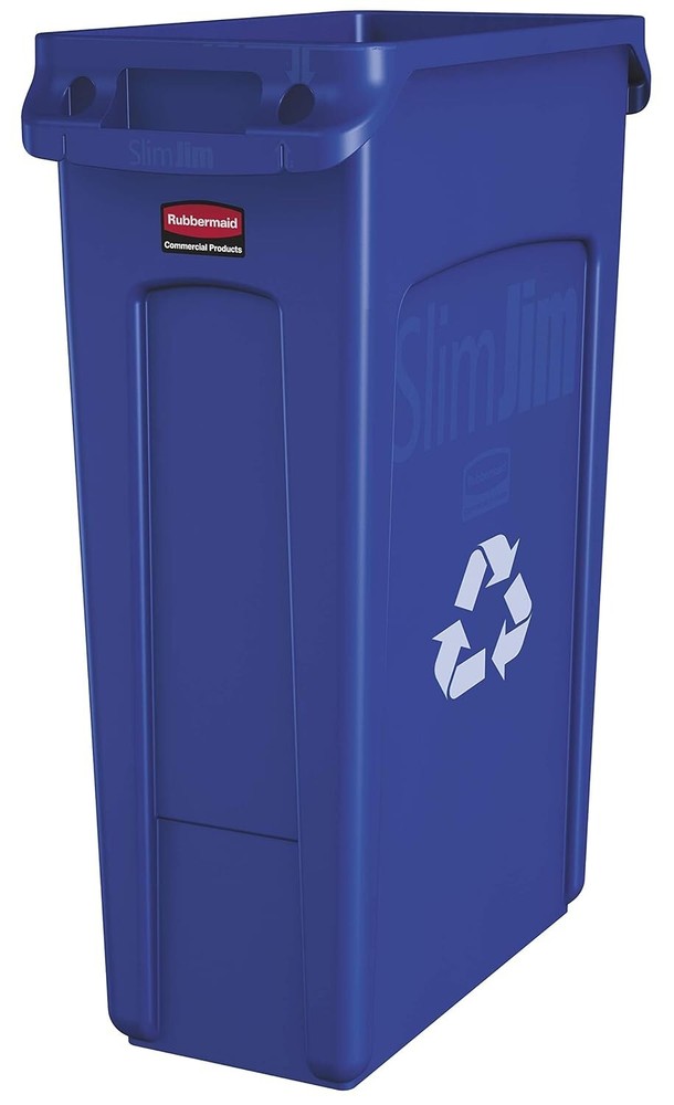 Rubbermaid 23 Gallon Blue Recycling Trash Can Vented Slim Jim Durable Design