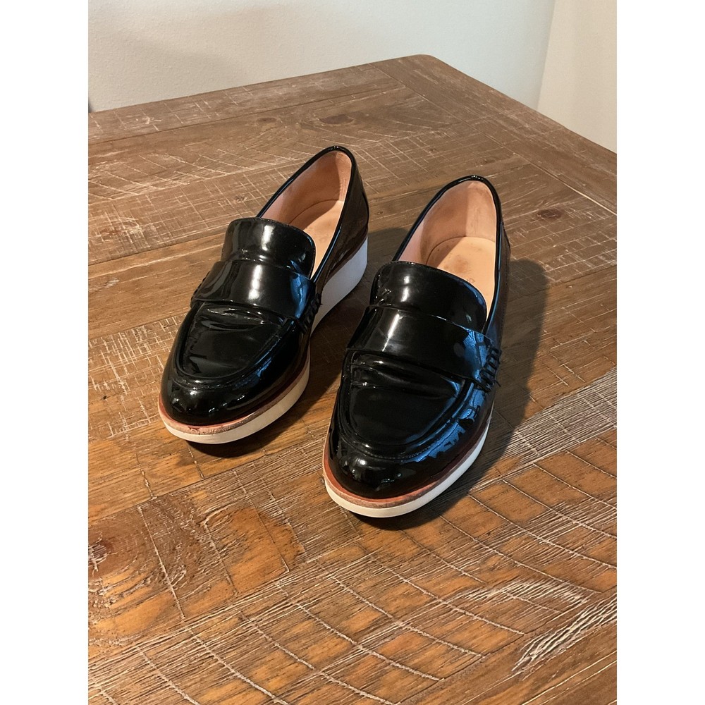 Kate Spade Black Patent Leather Platform Loafers Women's Shoes