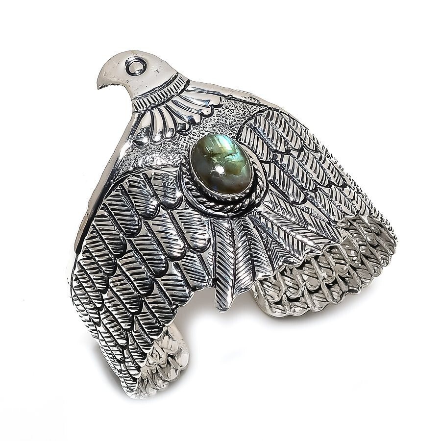 Eagle - Labradorite Gemstone Handmade Cuff Jewelry Bangle Adjustable KC-129