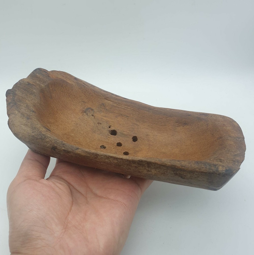 Rare Natural Soap Dish vintage Bowl Hand Carved Wood Teak Wooden Box
