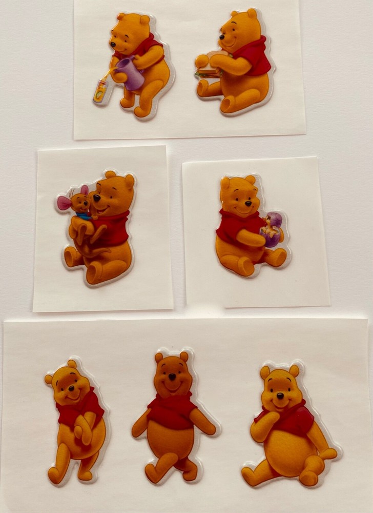 Vintage Puffy Scratch N Sniff Winnie The Pooh Very Rare Mxd Sticker Lot - Vinyl