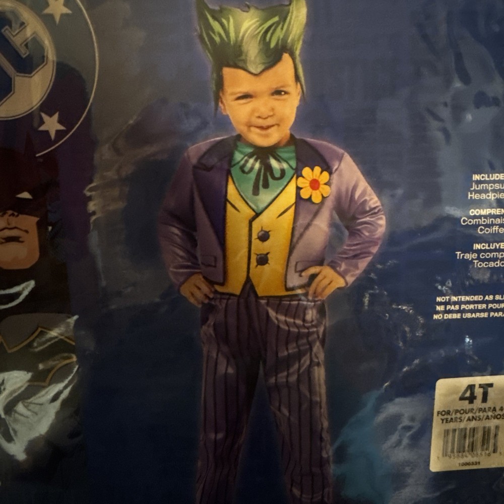 New Batman The Joker Halloween Costume Kids Toddler 4T Dc Comics