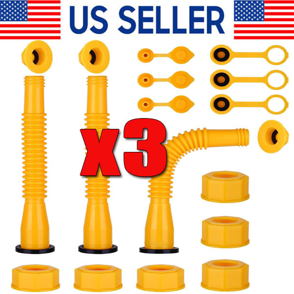 3X Gas Can Replace Spout Nozzle Vent Kit Fit For Plastic Gas Cans Old Style Cap