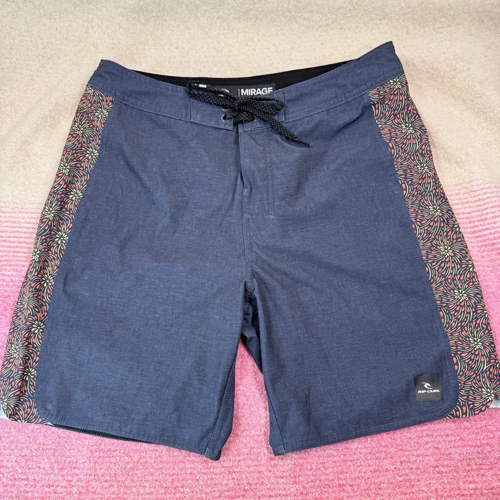 Rip Curl Mirage Ultimate Stretch Boardshorts Navy Side Panels Men 32