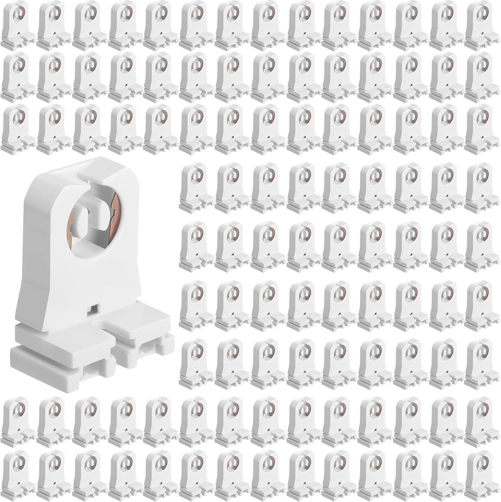 Fireproof PBT T8 Lamp Holder Socket - 100 Pack for Easy Fluorescent Retrofits