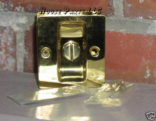 Pocket Door Hardware Privacy Polished Brass Sliding Finger Pull  CLEARANCE SALE-image