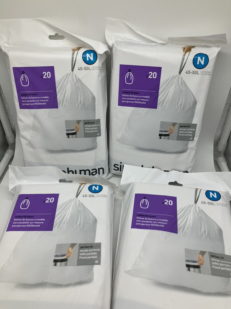 Lot of 80 Code N simplehuman Custom Fit Trash Bags Can Liners 45-50L - NEW