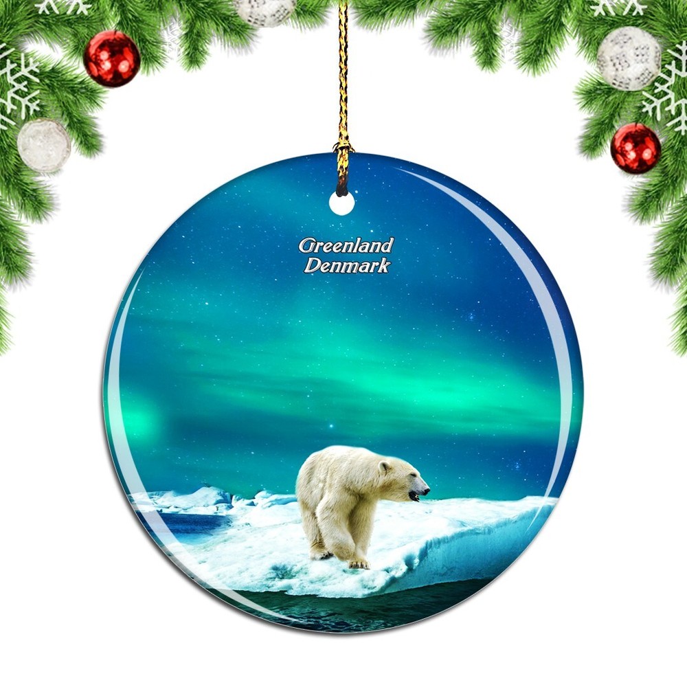 Groenlandia Oso Polar Dinamarca Adorno de Navidad Ciudad Viaje Souvenir