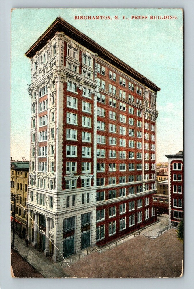 Binghamton NY-New York, Press Building c1908 Vintage Souvenir Postcard