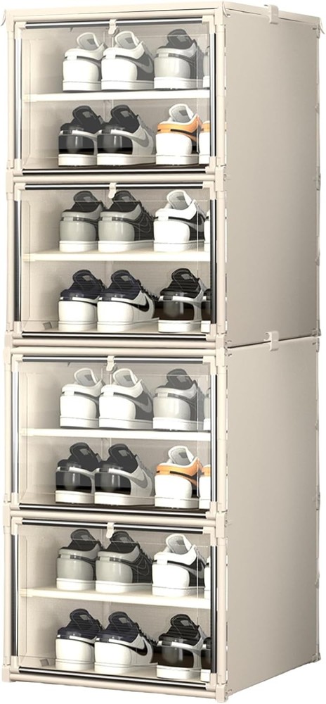 Collapsible Metal Frame Shoe Box with Clear Door