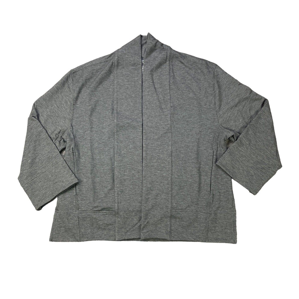 Cardigan Ultra Soft Fusion Terry Heather Gray stretch all season workleisure XS