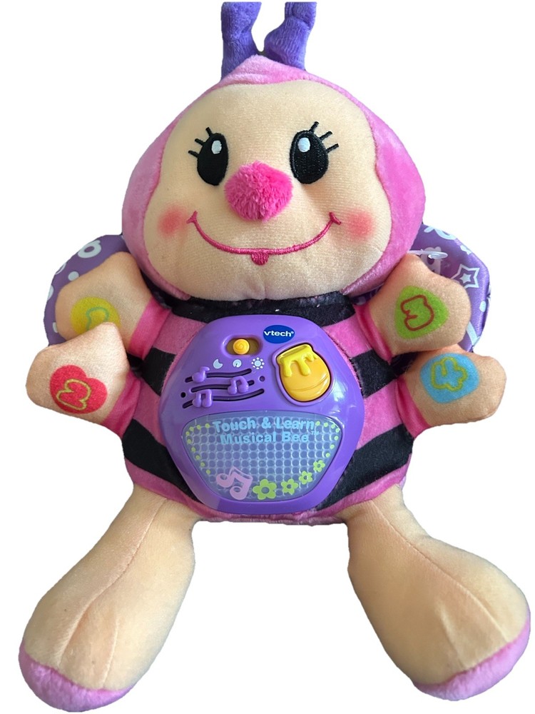 V-tech Baby Touch and Learn Musical Bee Pink Developmental Plush Toy Works