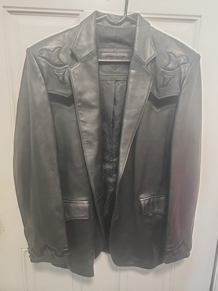 Black Lamb Leather Corral Jacket - Medium - Handcrafted in Mexico