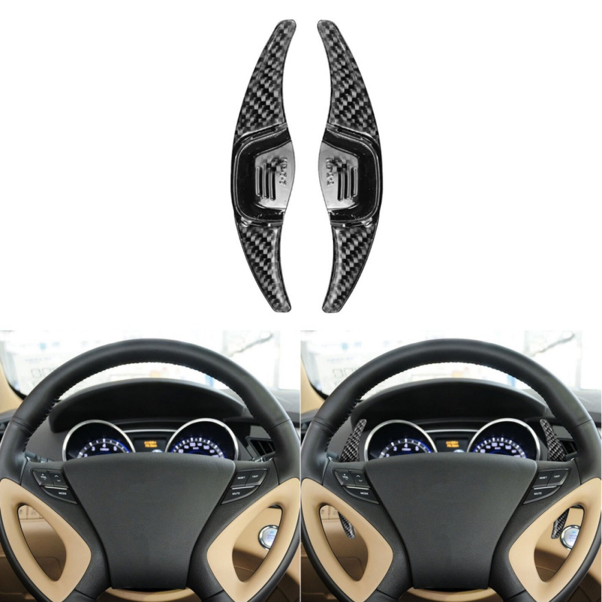Carbon Fiber Steering Wheel Shift Paddle Cover For Hyundai Sonata 8 2010-2014
