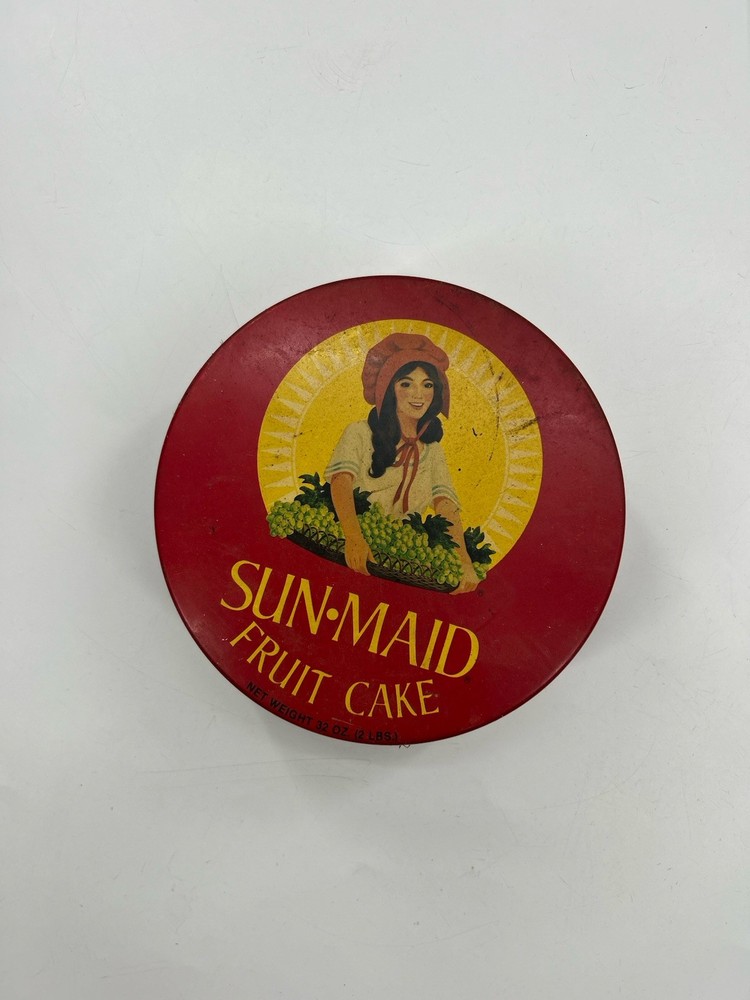 Vintage RARE Sun Maid Raisins Fruit Cake Round Tin