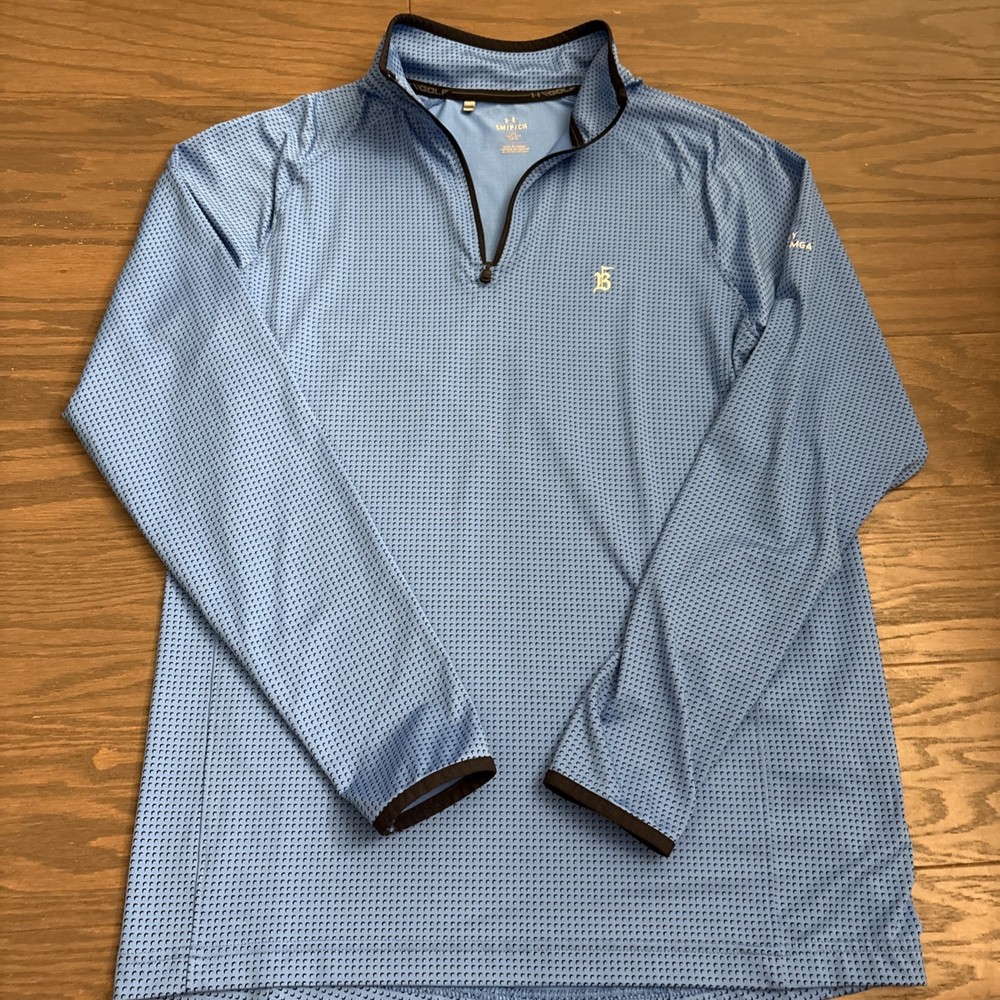 Under Armour Pullover Mens Small S Blue Quarter Zip Golf Performance Geometric