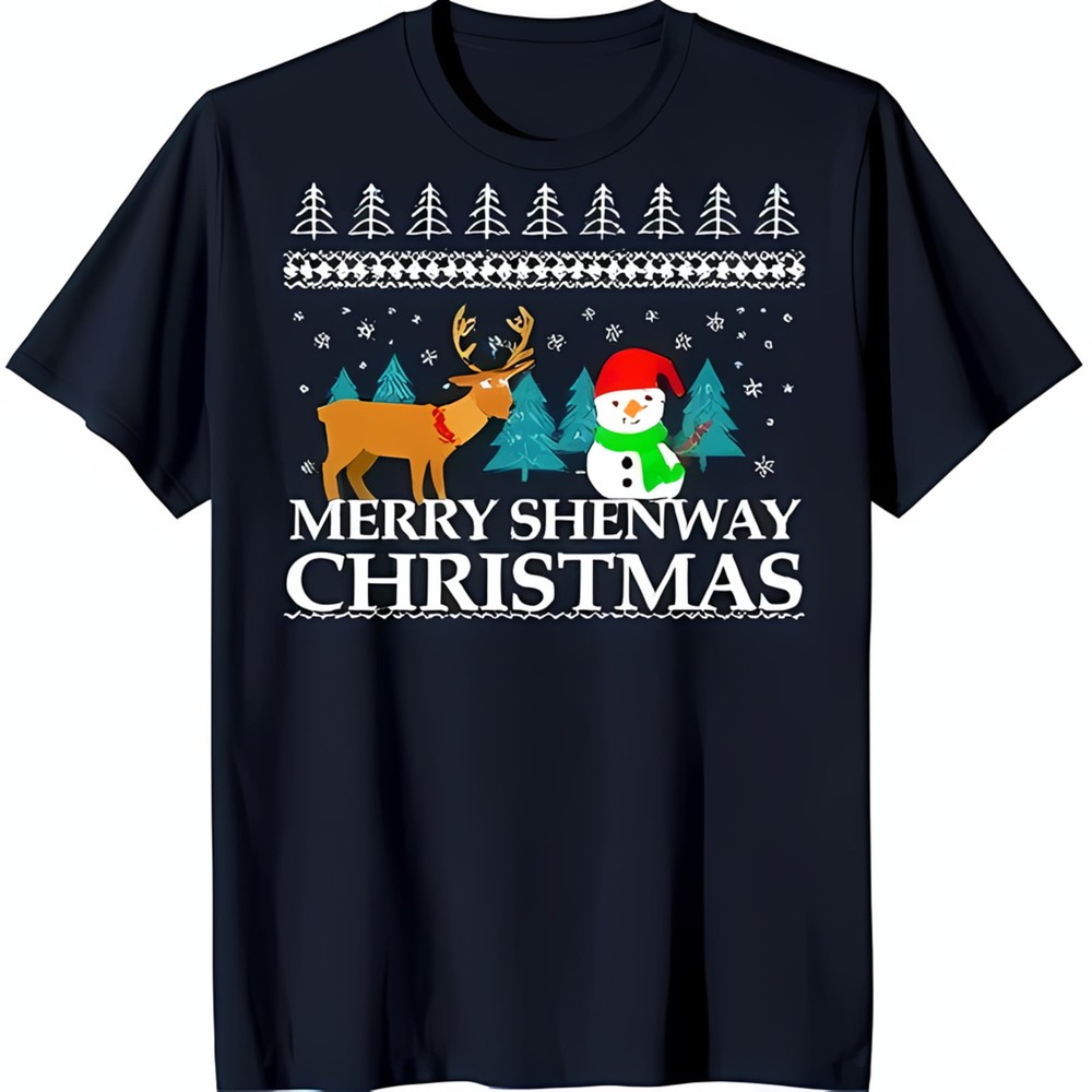 Festive Black T-Shirt with Vibrant Christmas Cheer Graphic Print