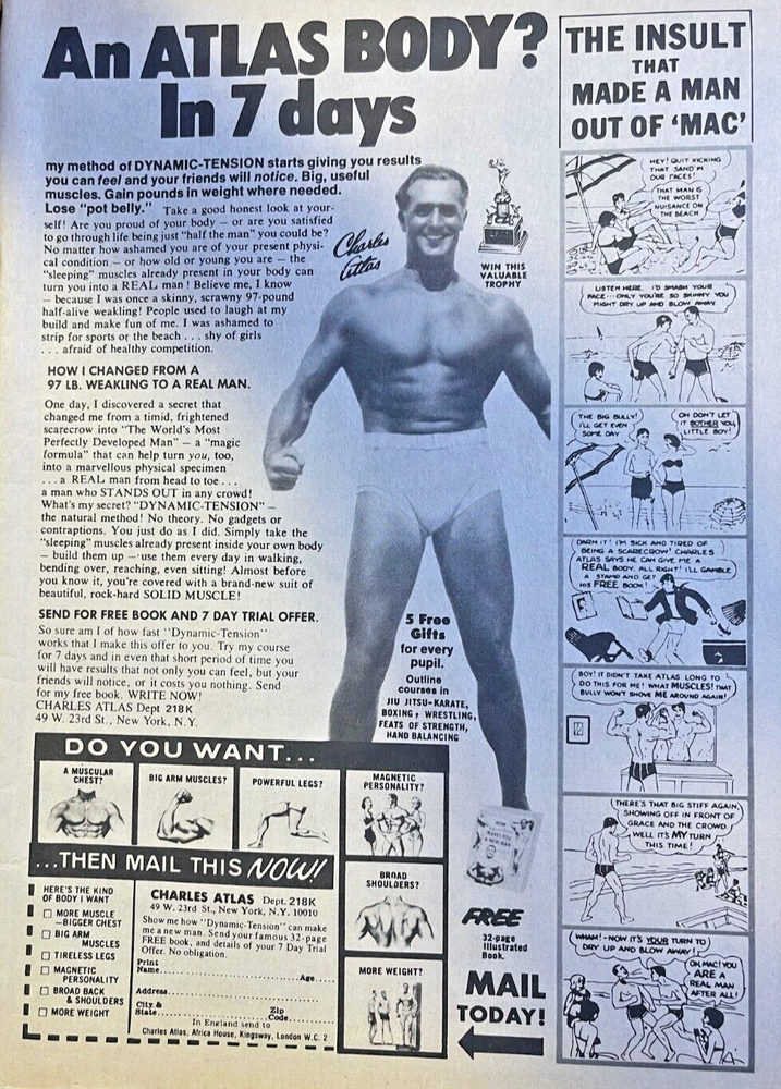 1981 Vintage Magazine Advertisement Charles Atlas Bodybuilding Course
