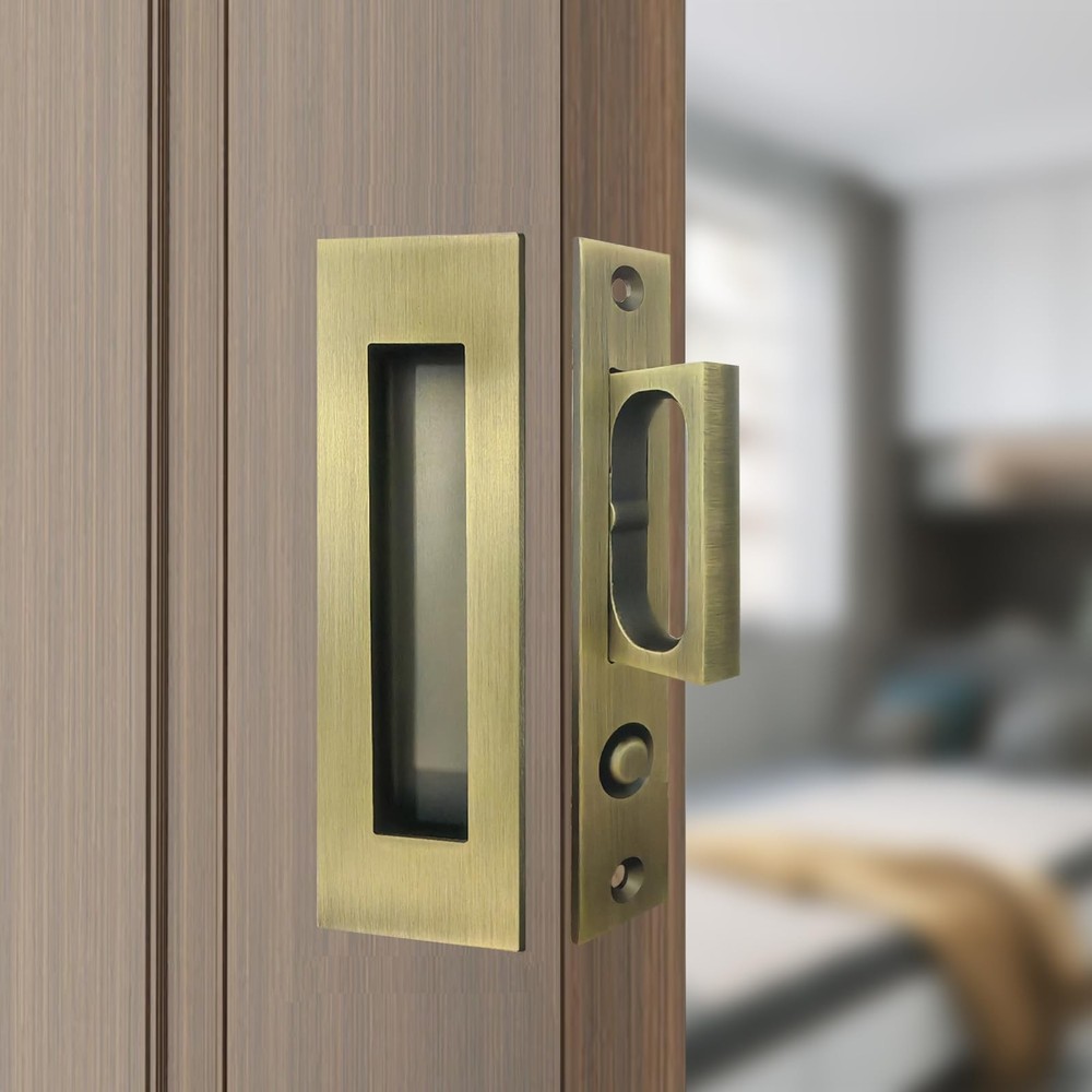 Pocket Door Hardware,Recessed Finger Flush Pulls with Edge Pull,Sliding Pocke...