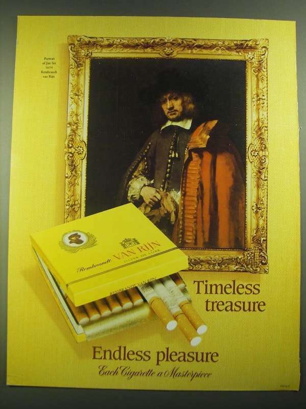 1988 Rembrandt Van Rijn Cigarettes Ad - Timeless Treasure