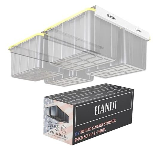 Overhead Garage Storage Rack, Garage Ceiling Storage Racks, 4 Sets White