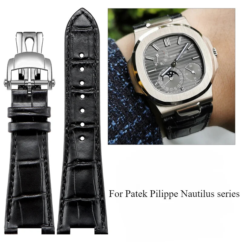Patek Philippe Nautilus 5711 5712G Genuine Cowhide Leather Watch Strap 25mm