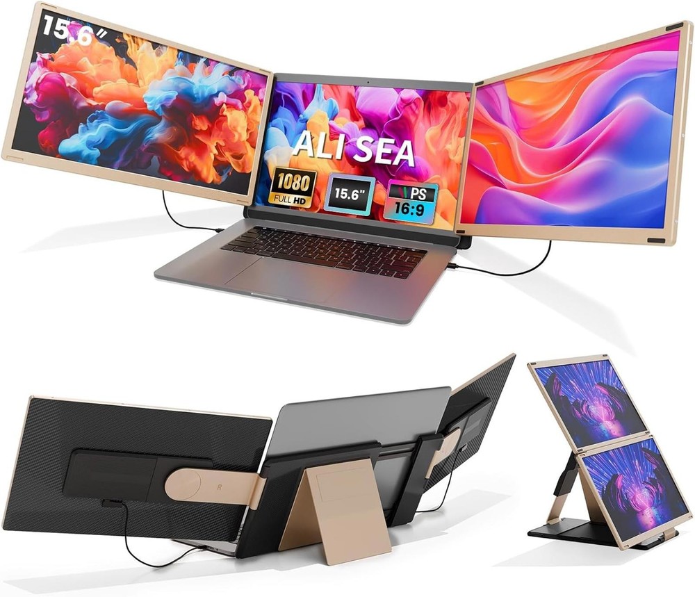 ALI SEA 15.6″ Laptop Screen Extender – Portable Triple Monitor for Productivity