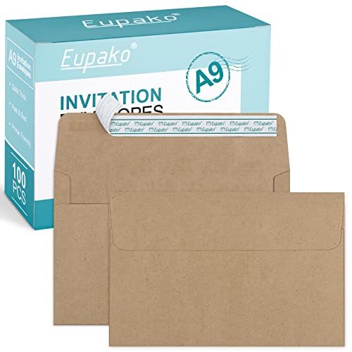 100 Pack Invitation and Greeting Card Envelopes A9 with Self-Seal CLosure
