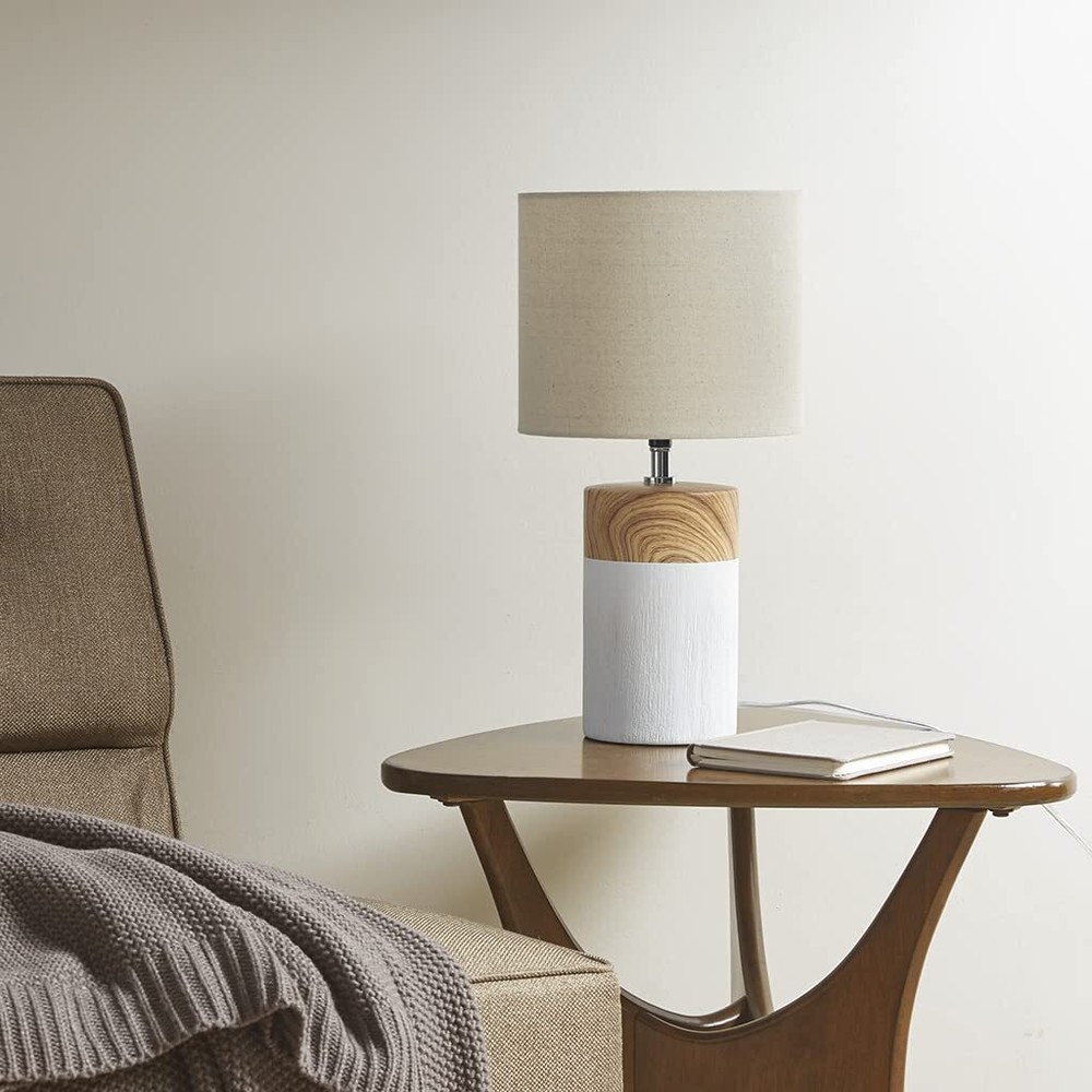 Modern Ceramic Base Table Lamp with Round Drum Shade for Home Decor