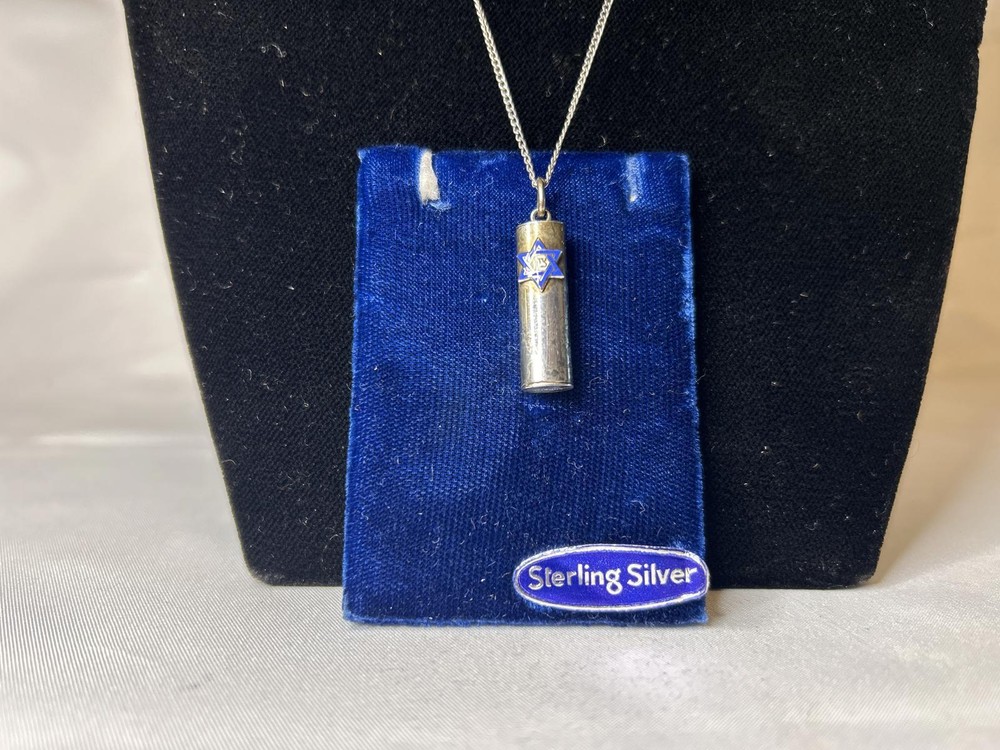 Sterling Silver Star of Mezzuzah Pendant Necklace