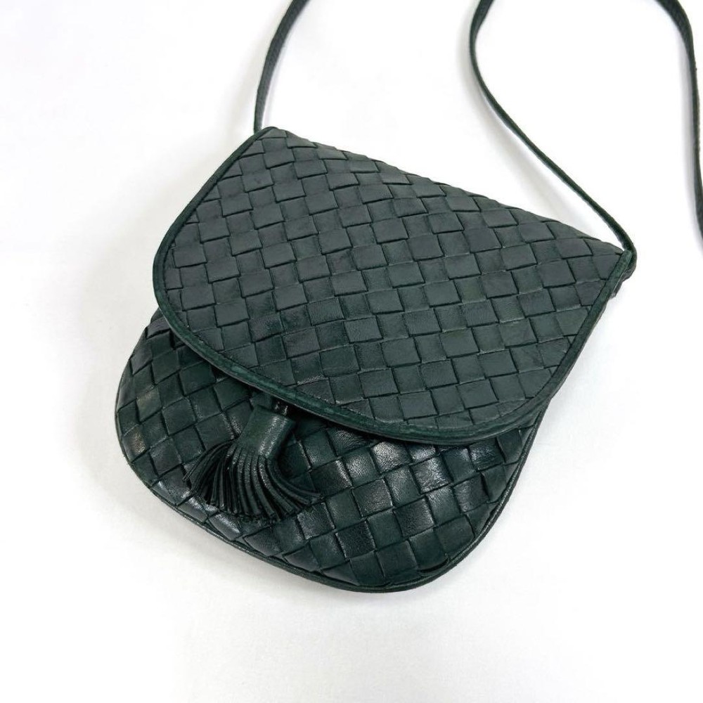 BOTTEGA VENETA Shoulder Bag Green Intrecciato Leather Authentic F12271867