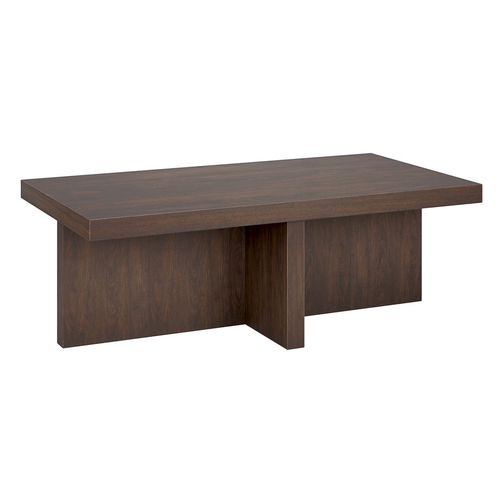 44-Inch Wide Warm Brown Rectangular Coffee Table for Living Room or Bedroom