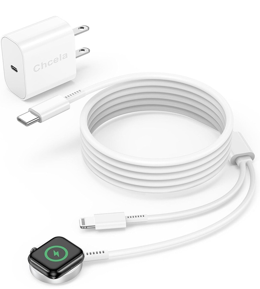 2-in-1 USB-C Apple Watch & iPhone Charger, 6FT Fast Cable + 20W Adapter, White