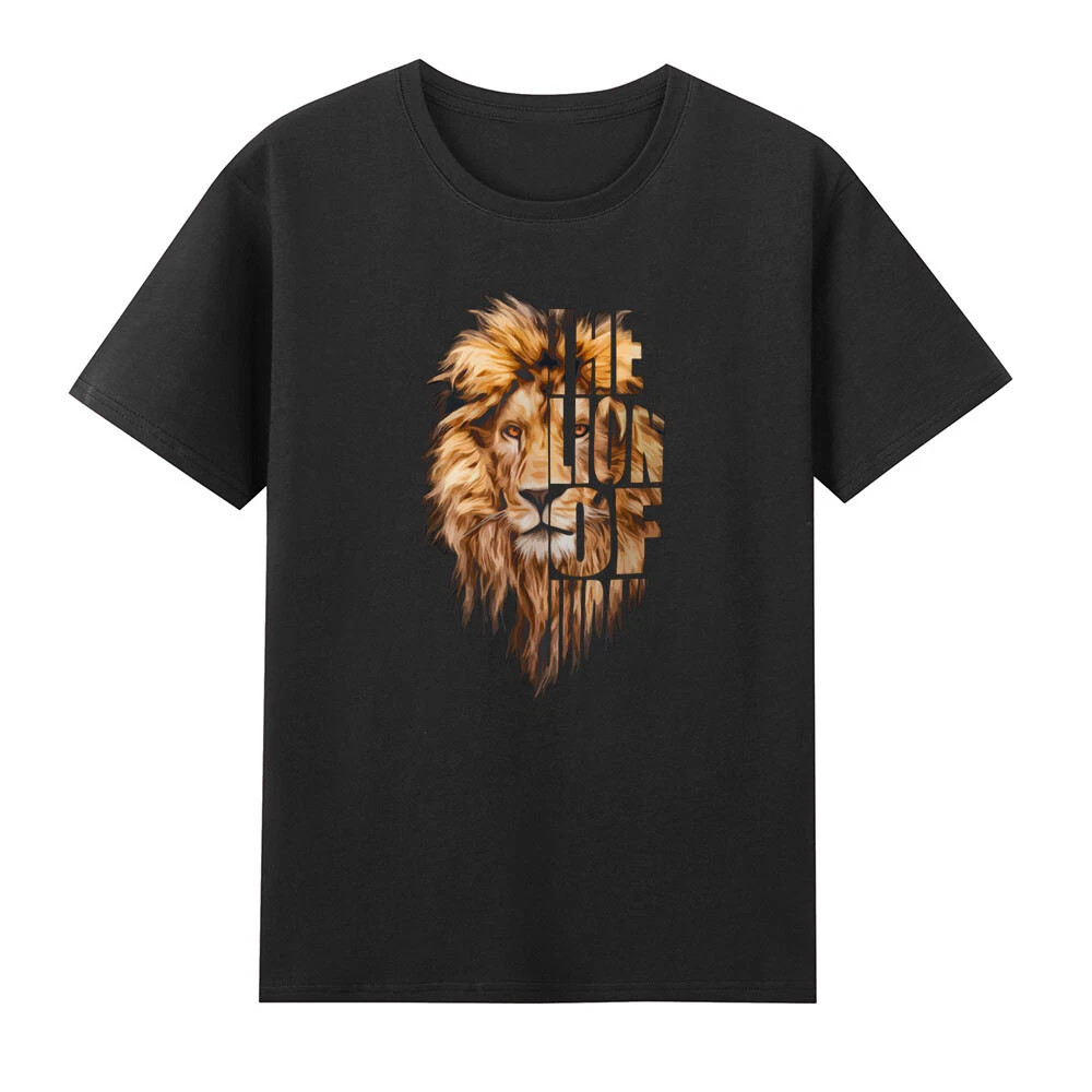 Lion of Tribe Judah Christian Jesus Cross Funny Lion Pattern Retro Men's T-Shirt