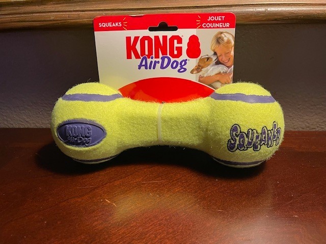 KONG AirDog Large Squeaky Durable Dumbbell Tennis Ball Dog Fetch Toy