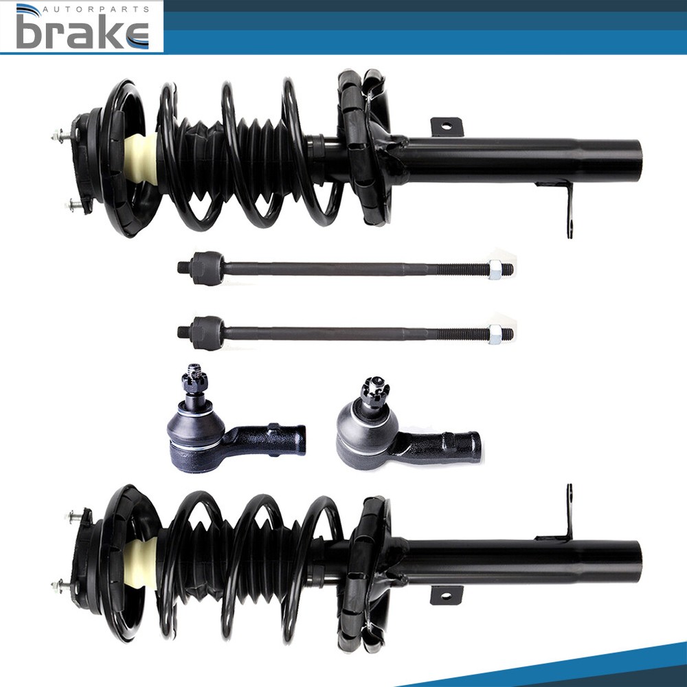 6-Piece Front Strut Kit with Coil Spring and Tie Rods for 2000-2004 Ford Focus