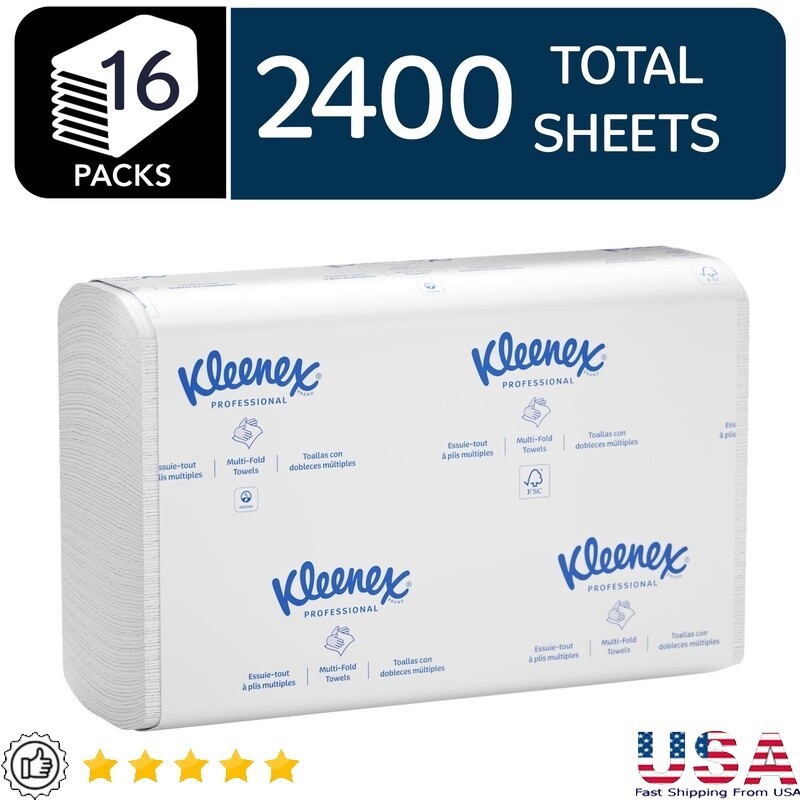 Multifold Paper Towels 16 Packs Soft Absorbent Towels 2400 Sheets Dispenser Fit