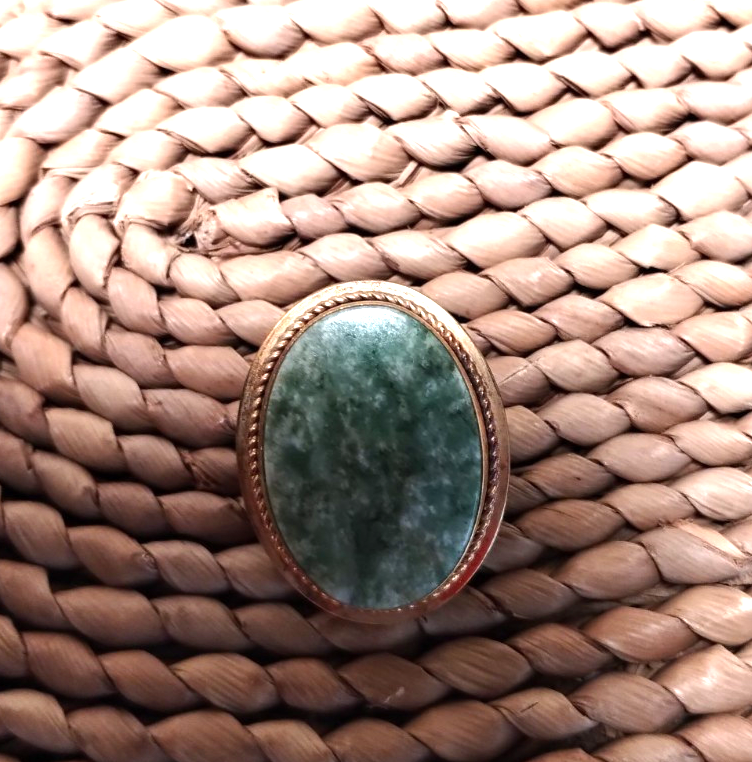 Vintage Van Dell 12k Gold Filled Jade Oval Brooch Pendant 5g