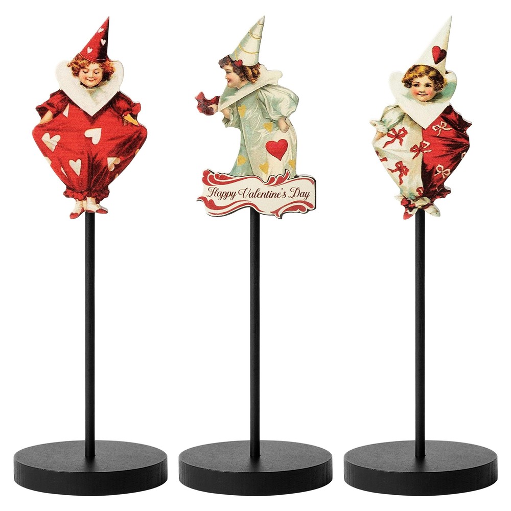 Valentine'S Day Table Decorations 3Pcs Vintage Victorian Valentines Wood Tall St