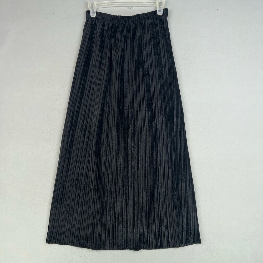 Vintage Metropolitan New York 10001 Skirt Womens Small Black Pleated Velvet Midi