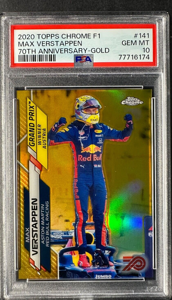 2020 TOPPS CHROME F1 MAX VERSTAPPEN #141  70TH ANNIVERSARY GOLD  PSA10 POP 10