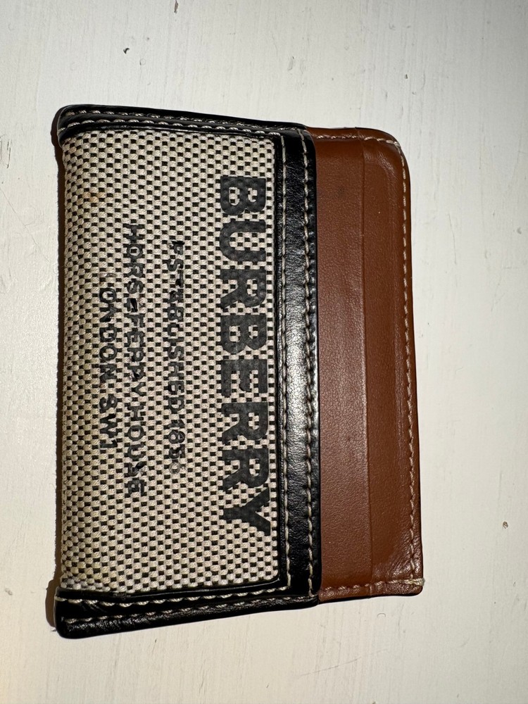 Authentic  Burberry Horseferry Print Cotton Canvas and Leather Card Case