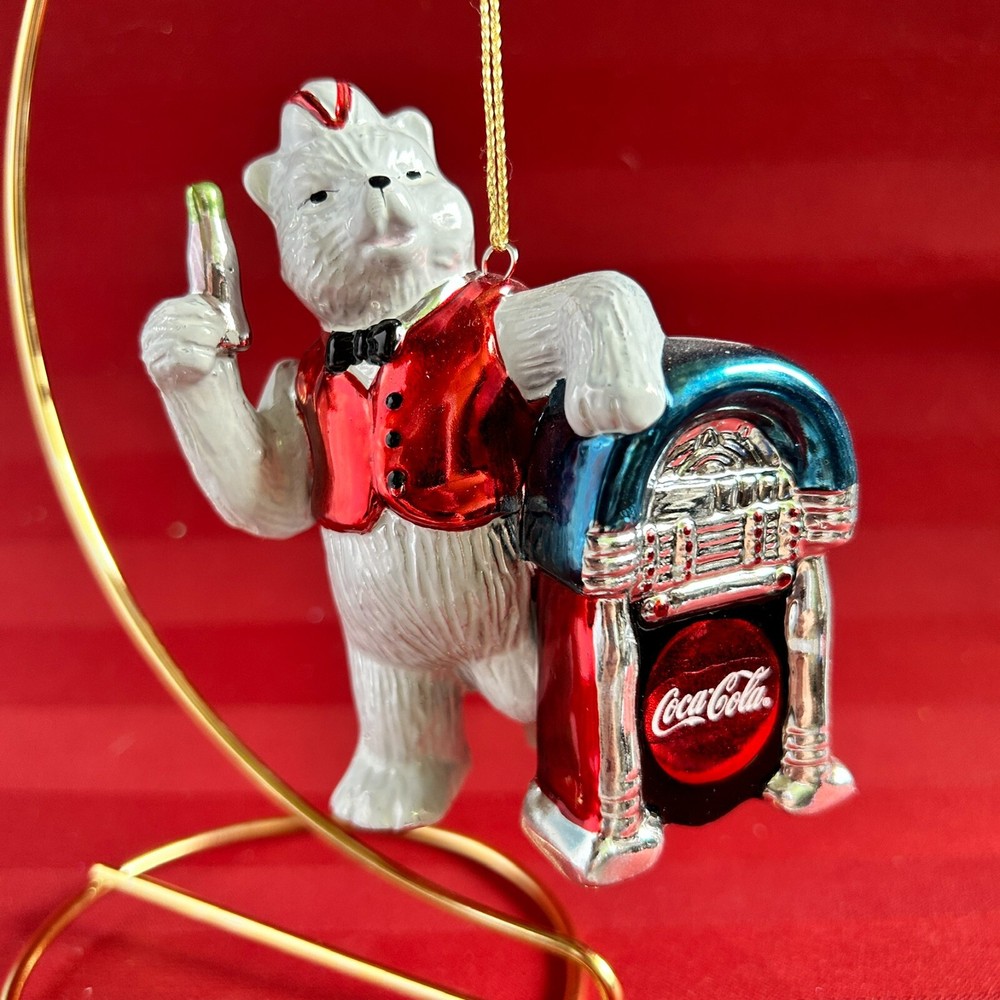 Christmas Coca-Cola Trim-A-Tree Polar Bear Juke Box Chrome Plated Porcelain