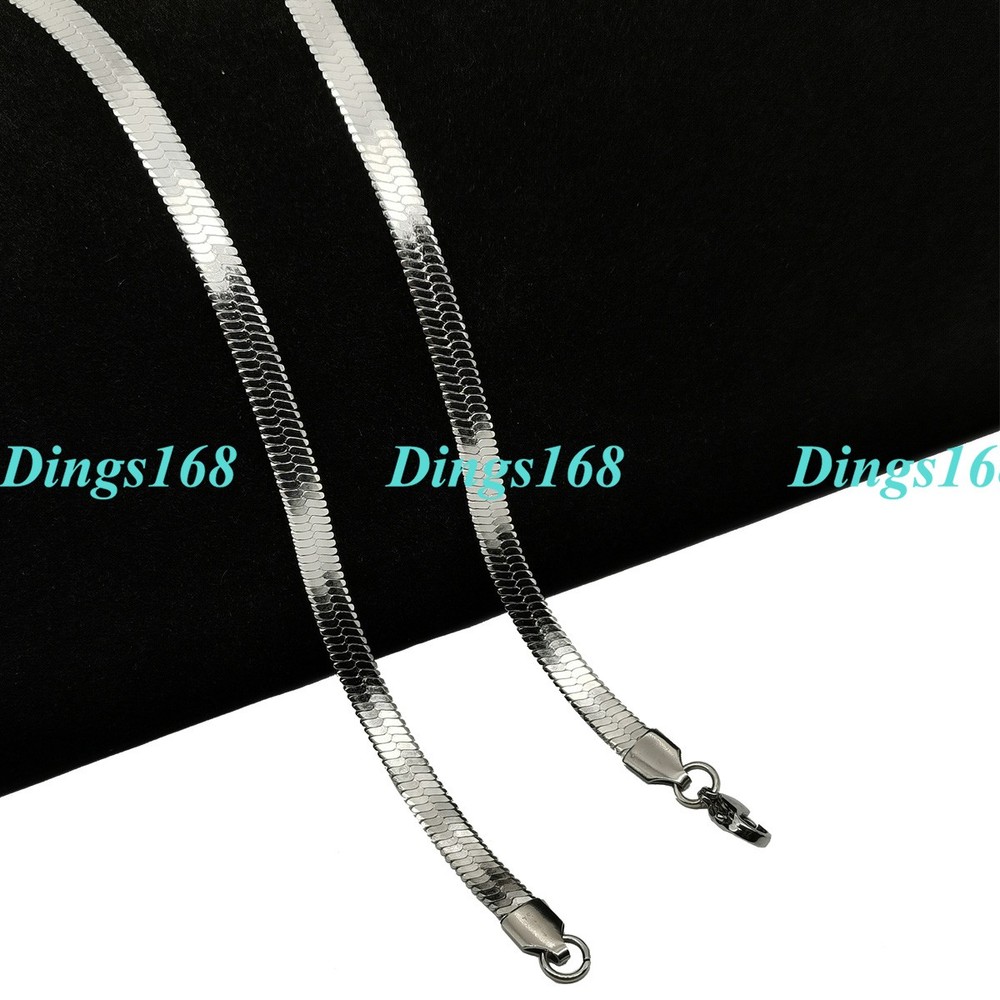 18K White Gold Filled Hypoallergenic 22in Flat Snake Chain Necklace Unisex
