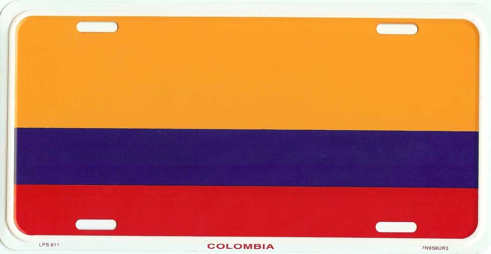 3 PACK COLOMBIA COLUMBIA COUNTRY FLAG EMBOSSED METAL LICENSE PLATE TAG NEW #811